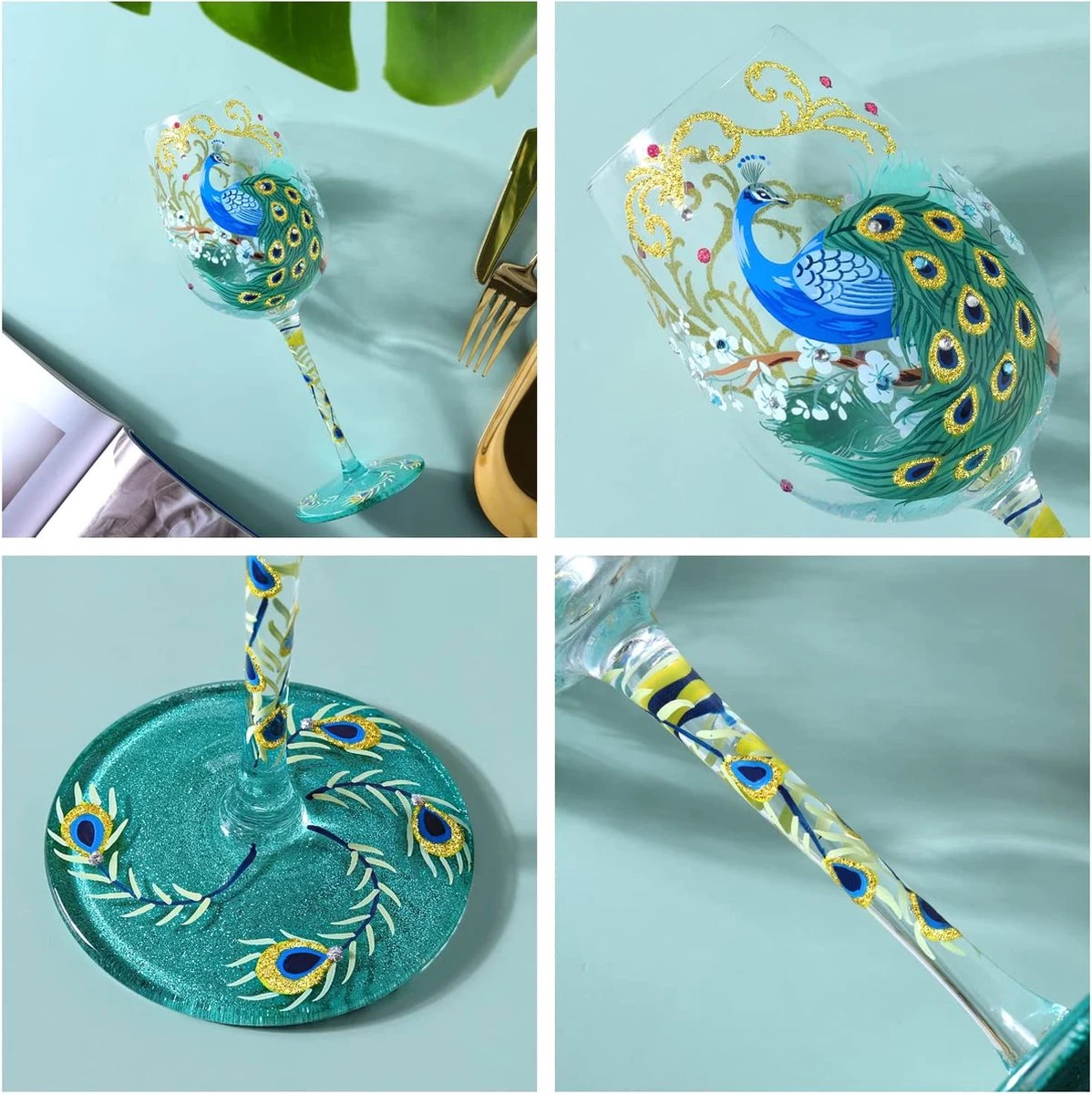 Nymphfable Peint à La Main Verre à Vin Coloré Paon Artisanat Peint Verres à Verres à Vin 15 Oz Cadeau Personnalisé Pour Meilleur Ami 6 Nymphfable Peint à La Main Verre à Vin Coloré Paon Artisanat Peint Verres à Verres à Vin 15 Oz Cadeau Personnalisé Pour Meilleur Ami – Image 6