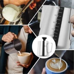 Pichet Mousseur à Lait RoiCuisine - Avec Thermomètre - 600ml - Pot à Lait - Barista - Acier Inoxydable -Cuisine Fournitures Magasin 1199x1200 23
