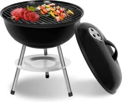 Barbecue à Charbon Sunjas Avec Couvercle, Petit Gril à Boules, Mini Gril De Pique-nique, Gril De Camping émaillé Pour Jardin, BBQ, Etc. (noir)