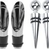Excellent Houseware 4x Bouteilles De Vin Becs Verseurs/bouchons De Fermeture En Acier Inoxydable