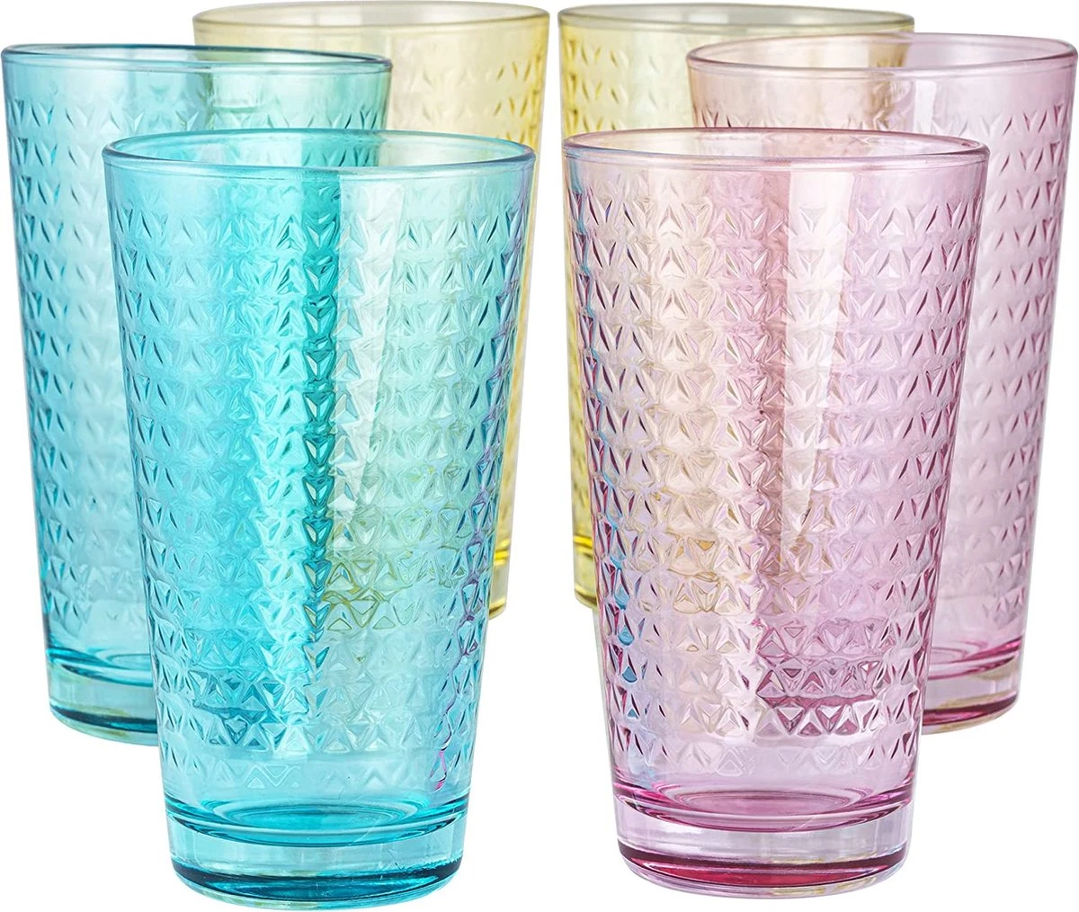 Tressa Verres Colorés, Ensemble De 6 Verres à Boire, 360 Ml, Verres à Cocktail, Verres à Eau, Verres Long Drink Colorés, Caipirinha, Verre à Boire, Verre à Eau, Motif Géométrique 1 Tressa Verres Colorés, Ensemble De 6 Verres à Boire, 360 Ml, Verres à Cocktail, Verres à Eau, Verres Long Drink Colorés, Caipirinha, Verre à Boire, Verre à Eau, Motif Géométrique