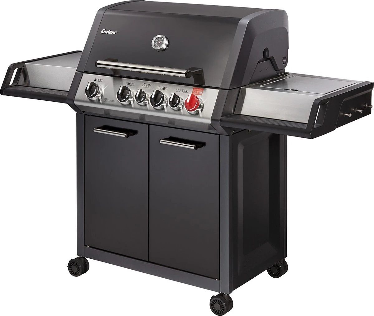 Barbecue à Gaz Enders Monroe Black Pro 4 IK Turbo - Surface De Cuisson 74 × 43 Cm - 41 Kg - Allumage Piezo - Dimensions 153,5 × 58 × 118,5 Cm - Amovible 1 Barbecue à Gaz Enders Monroe Black Pro 4 IK Turbo - Surface De Cuisson 74 × 43 Cm - 41 Kg - Allumage Piezo - Dimensions 153,5 × 58 × 118,5 Cm - Amovible