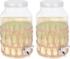 Distributeur De Limonade/distributeur De Boissons Excellent Houseware - 2x - 5,5 Litres - Rotin