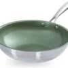 Poêle Wok ECO En Acier Inoxydable Just Vegan, Ceravegan - 28cm, 100% Végétalien, Revêtement Végétal Antiadhésif - Huile D'avocat - Wok Durable