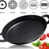 Poêle à Paella CUILINA 40 Cm - Revêtement Anti-adhésif Allemand GREBLON Revêtement En Marbre - Pour Induction Et Toutes Sources De Chaleur - Avec Poignées Amovibles En Silicone.