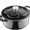 Cocotte En Fonte Navaris Avec Couvercle - Navaris émaillée - Convient à La Cuisson Induction, Gaz Et Vitrocéramique - Zwart