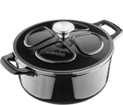 Cocotte En Fonte Navaris Avec Couvercle - Navaris émaillée - Convient à La Cuisson Induction, Gaz Et Vitrocéramique - Zwart