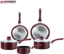 Herzberg HG-1020 : Set De Casseroles 7 Pièces Avec Revêtement Antiadhésif Et Revêtement En Pierre -Cuisine Fournitures Magasin 1200x1019