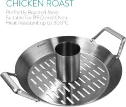 Grille à Rôtir Poulet Navaris Pour BBQ - Grille à Poulet En Acier Inoxydable - Grille Avec égouttoir D'un Diamètre De 30,5 Cm - Rôtissage De Poulet Debout -Cuisine Fournitures Magasin 1200x1025 4