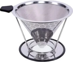 Filtre à Café Réutilisable En Acier Inoxydable - Porte-filtre à Café écologique 1x4 - Filtre à Café Permanent - Goutteur à Café - Acier Inoxydable - Camping - Barista - Espresso