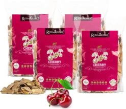 Rosmarino Blacksmith 4-pack Copeaux De Fumée - Cerise - Accessoires BBQ - Bois De Fumage - Snippers De Bois - Barbecue - 4x 500 Grammes