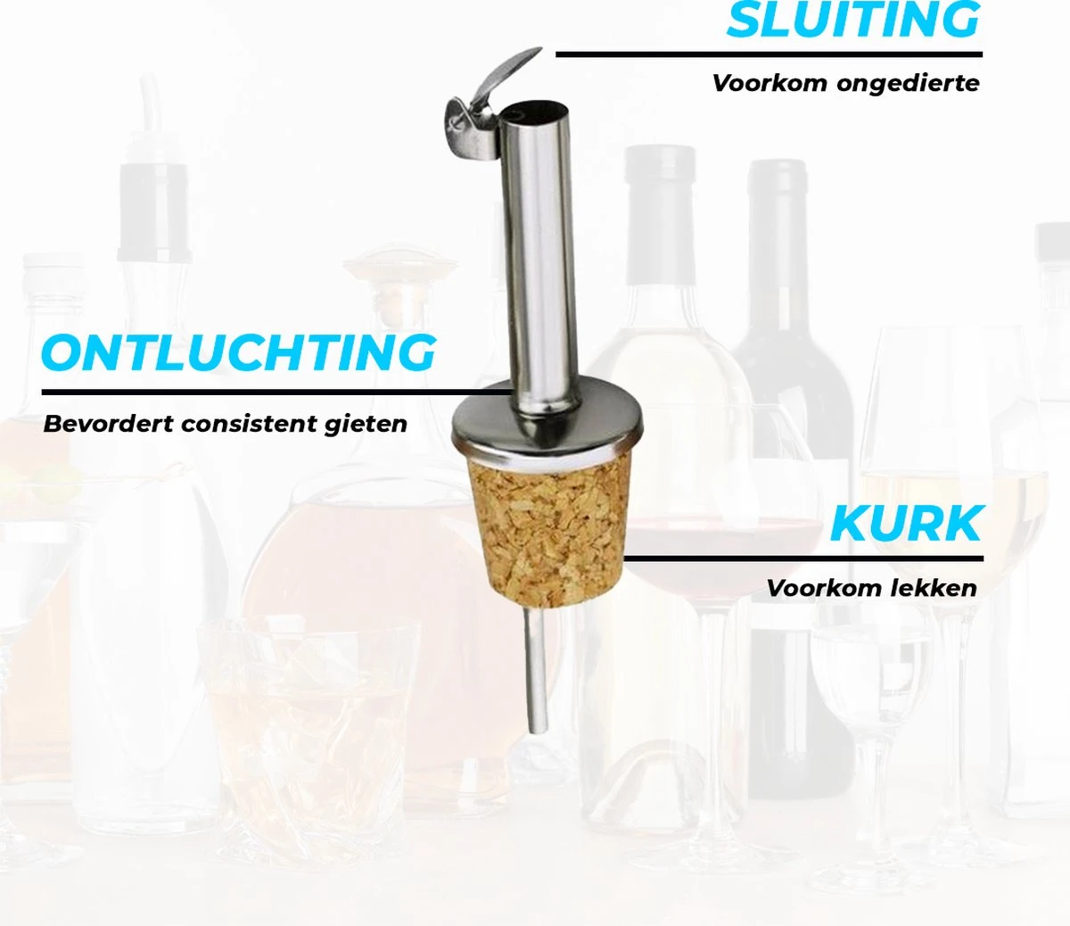 Bec Verseur En Liège Minismus 4 Pièces Avec Couvercle - Haute Qualité - Dosage Facile Avec De L' Alcohol Et De L'huile 2 Bec Verseur En Liège Minismus 4 Pièces Avec Couvercle - Haute Qualité - Dosage Facile Avec De L' Alcohol Et De L'huile – Image 2