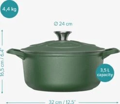 Cocotte En Fonte Navaris Avec Couvercle - Faitout - Poêle émaillée - Convient Pour La Cuisson à Induction, Gaz Et Vitrocéramique - Vert Mat 12 Cocotte En Fonte Navaris Avec Couvercle - Faitout - Poêle émaillée - Convient Pour La Cuisson à Induction, Gaz Et Vitrocéramique - Vert Mat -Cuisine Fournitures Magasin 1200x1039 3