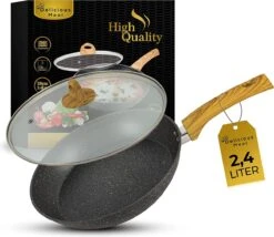 Casserole De Chef 28 Cm - Induction [s'adapte à Toutes Les Cuisines] Poignée Amovible / Poêle à Frire Avec Couvercle Enduit - Gagnant Du Test Casseroles à Rebord Haut - Nu Dead Chef Leg