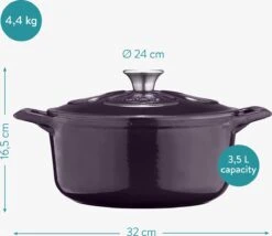 Cocotte En Fonte Navaris Avec Couvercle - Navaris émaillée - Convient à La Cuisson Induction, Gaz Et Céramique - Violet 15 Cocotte En Fonte Navaris Avec Couvercle - Navaris émaillée - Convient à La Cuisson Induction, Gaz Et Céramique - Violet -Cuisine Fournitures Magasin 1200x1041