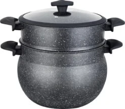 Poêle à Couscous Royal Swiss - Couscoussier - Cuiseur Vapeur - 8L - Toutes Sources De Chaleur - Aluminium Recouvert De Pierre - Couvercle En Verres - NOIR 7 Poêle à Couscous Royal Swiss - Couscoussier - Cuiseur Vapeur - 8L - Toutes Sources De Chaleur - Aluminium Recouvert De Pierre - Couvercle En Verres - NOIR -Cuisine Fournitures Magasin 1200x1049 1