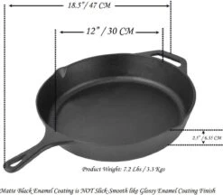 Poêle En Fonte De 12 Pouces Avec Revêtement En émail Noir Mat - Supports En Silicone Résistant à La Chaleur Inclus. Idéal Pour Une Utilisation Intérieure Et Extérieure, Passe Au Four. -Cuisine Fournitures Magasin 1200x1049 4