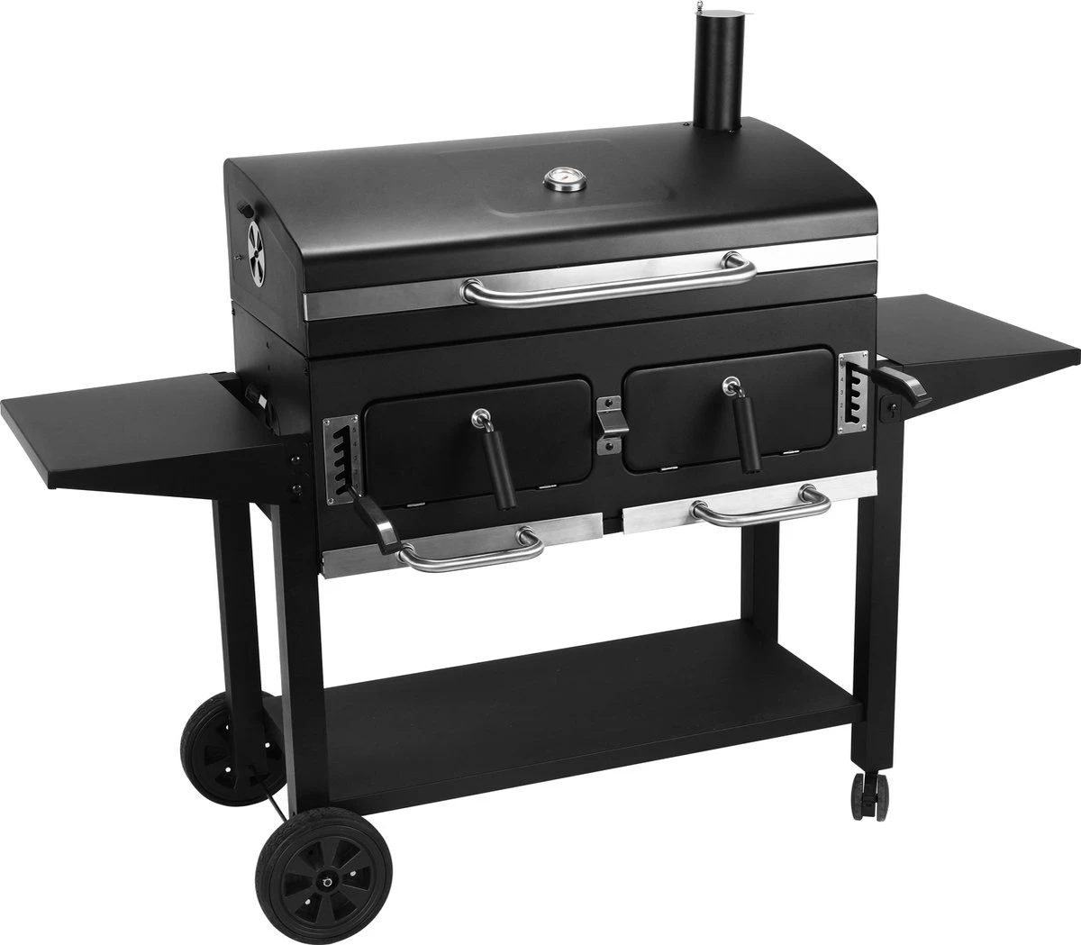 NATERIAL - Barbecue à Charbon KING SIZE - 15 Personnes - H.129 X L.175 X P.65 Cm - Acier émaillé - Zwart - Chariot Grill - Barbecue Angulaire 1 NATERIAL - Barbecue à Charbon KING SIZE - 15 Personnes - H.129 X L.175 X P.65 Cm - Acier émaillé - Zwart - Chariot Grill - Barbecue Angulaire