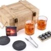 Ensemble De Pierres Et De Verres à Whisky Cadeau Pour Homme, Lot De 2 Verres à Whisky De 10 Oz, 8 Pierres De Refroidissement En Granit, 2 Sous-verres En Ardoise, Cocktail Dans Une Boîte En Bois