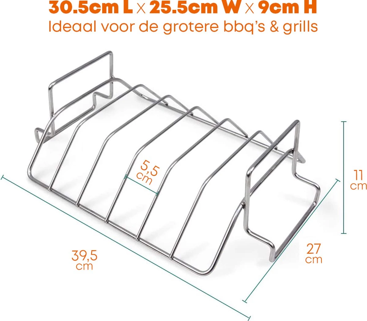 YUGN 2-en-1 Acier Inoxydable Spare Rib Rack BBQ Rib Rack - Rib Rack Spareribs Holder - Accessoires De BBQ - Grille De Grille Avec Brosse 9 YUGN 2-en-1 Acier Inoxydable Spare Rib Rack BBQ Rib Rack - Rib Rack Spareribs Holder - Accessoires De BBQ - Grille De Grille Avec Brosse – Image 9