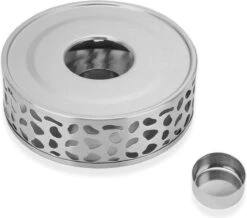 INTIRILIFE Chauffe-théière En Argent - Théière En Acier Inoxydable Avec Motif Pour Théières Résistantes à La Chaleur - Chauffe-thé En Acier Inoxydable Pour Café, Thé Et Bien Plus Encore.