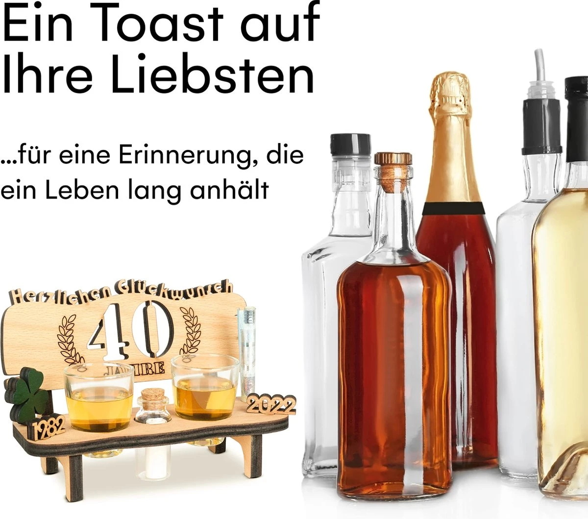 Brynnberg Schnapsbank Mit Jahreszahl - Holz Lorbeerkranz Mit Zahl Engraving - Gift Zum 40 Hochzeitstag Couple Anniversary - Geburtstag Und Pärchen Gift Idea - Schnapsgläser Latte Mit 2 Gläsern 4 Brynnberg Schnapsbank Mit Jahreszahl - Holz Lorbeerkranz Mit Zahl Engraving - Gift Zum 40 Hochzeitstag Couple Anniversary - Geburtstag Und Pärchen Gift Idea - Schnapsgläser Latte Mit 2 Gläsern – Image 4