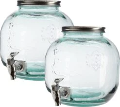 Decoris Distributeur De Boissons / Distributeur De Limonade - 2x - Verre Recyclé - 6L