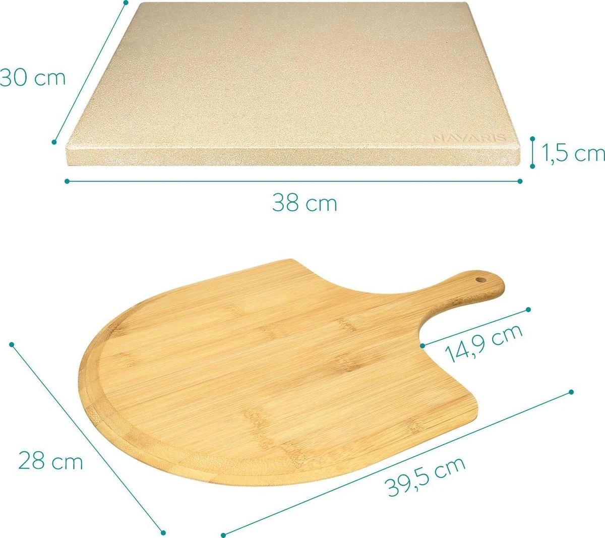 Navaris XL Pour Four Et Barbecue - Assiette à Pizza Rectangulaire 38 X 30 Cm - Pelle à Pizza En Bambou Incluse - Céramique émaillée 5 Navaris XL Pour Four Et Barbecue - Assiette à Pizza Rectangulaire 38 X 30 Cm - Pelle à Pizza En Bambou Incluse - Céramique émaillée – Image 5