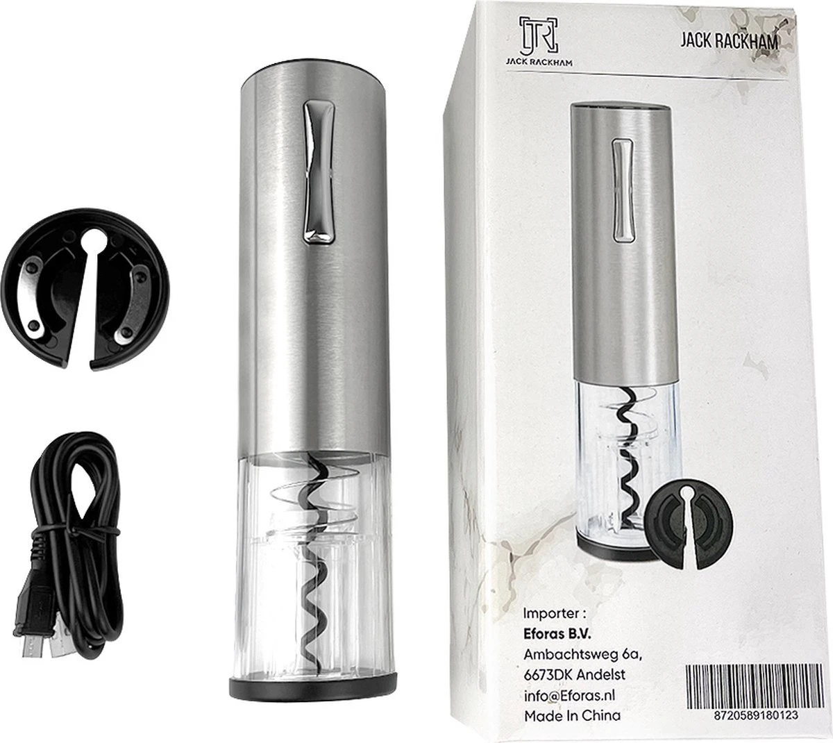 Tire-Bouchon Electrique Ouvre Vin - Ouvre Bouteille - Design Luxe - Avec Coupe-capsule - Coffret Cadeau Homme Et Femme - Jack Rackham 6 Tire-Bouchon Electrique Ouvre Vin - Ouvre Bouteille - Design Luxe - Avec Coupe-capsule - Coffret Cadeau Homme Et Femme - Jack Rackham – Image 6