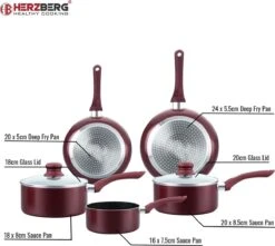 Herzberg: Batterie De Cuisine Moderne 7 Pièces Avec Revêtement En Marbre - Zwart - Sans Rayures - Toutes Sources De Chaleur - Cuisine Saine - Va Au Lave-vaisselle - Avec Couvercles -Cuisine Fournitures Magasin 1200x1073 1