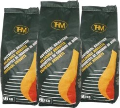 3X Briquettes De Charbon De 2,5 KG - 3 Sacs De Briquettes De Charbon Par Sac De 2,5 KG - Barbecue - BBQ - 3 Pièces - Total 7,5 KG