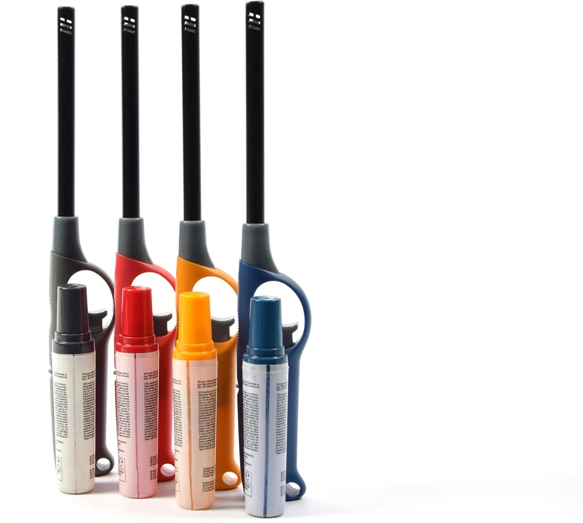 Set De 4 Briquets BBQ Rechargeables| Multicolore| Une Qualité |Protection Enfant/Serrure Enfant 27 Cm - Rouge, Grijs, Blauw, Jaune 1 Set De 4 Briquets BBQ Rechargeables| Multicolore| Une Qualité |Protection Enfant/Serrure Enfant 27 Cm - Rouge, Grijs, Blauw, Jaune