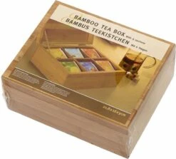 Coffret Cadeau 6 Compartiments Boîte à Thé Bambou 22 Cm - 2 Verres à Thé 320 Ml - Boîte De Rangement Sachets De Thé Avec Verres -Cuisine Fournitures Magasin 1200x1081