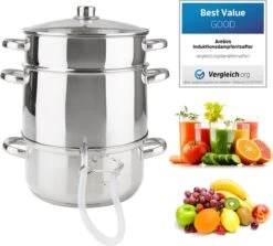AREBOS Presse Fruits Extracteur Vapeur Presse-agrumes Cuiseur Vapeur Extracteur De Jus Ø 26cm