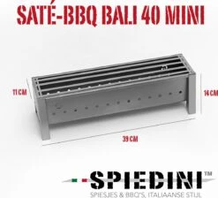 Spiedini Saté-bbq Bali 40 Mini - Petit Barbecue à Charbon étroit Avec Grille Horizontale Pour Satay Ou Autres Brochettes - 40 Cm De Long, 11 Cm De Large, 14 Cm De Haut - Idéal Pour Jardin Ou Cheminée, Ou Balcon - Matériau : Fer Aluminisé 17 Spiedini Saté-bbq Bali 40 Mini - Petit Barbecue à Charbon étroit Avec Grille Horizontale Pour Satay Ou Autres Brochettes - 40 Cm De Long, 11 Cm De Large, 14 Cm De Haut - Idéal Pour Jardin Ou Cheminée, Ou Balcon - Matériau : Fer Aluminisé -Cuisine Fournitures Magasin 1200x1086