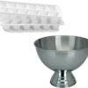 Seau à Champagne/bol Sur Pied - Acier Inoxydable - Avec 4x Morceaux De Moules à Glaçons