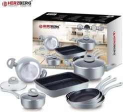 Herzberg: Batterie De Cuisine En Fonte 10 Pièces Avec Revêtement En Marbre - Argent - Sans Rayures - Toutes Sources De Chaleur - Passe Au Lave-vaisselle - Avec Couvercle 5 Herzberg: Batterie De Cuisine En Fonte 10 Pièces Avec Revêtement En Marbre - Argent - Sans Rayures - Toutes Sources De Chaleur - Passe Au Lave-vaisselle - Avec Couvercle -Cuisine Fournitures Magasin 1200x1087 1