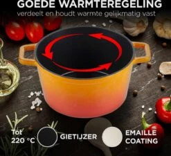 Rosmarino - Poêle En Fonte - Oranje - Ø20cm - 1,8 Litre - Poêle à Frire - 100% Sans PFAS & PFOA - Émail - Convient à Toutes Les Sources De Chaleur -Cuisine Fournitures Magasin 1200x1092 1