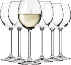Verres à Verres à Vin Witte KROSNO | Lot De 6 | 250 Ml | Collection Venise | Perfect Pour La Maison, Les Restaurants Et Les Fêtes | Lave-vaisselle