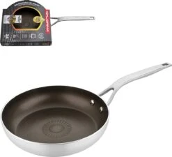 Poêle à Frire Professionnelle En Aluminium Florina Oil Control Avec Revêtement En Téflon 24 Cm Argent - Adaptée Au Four Et à Toutes Les Sources De Chaleur - Système De Régulation De L'huile