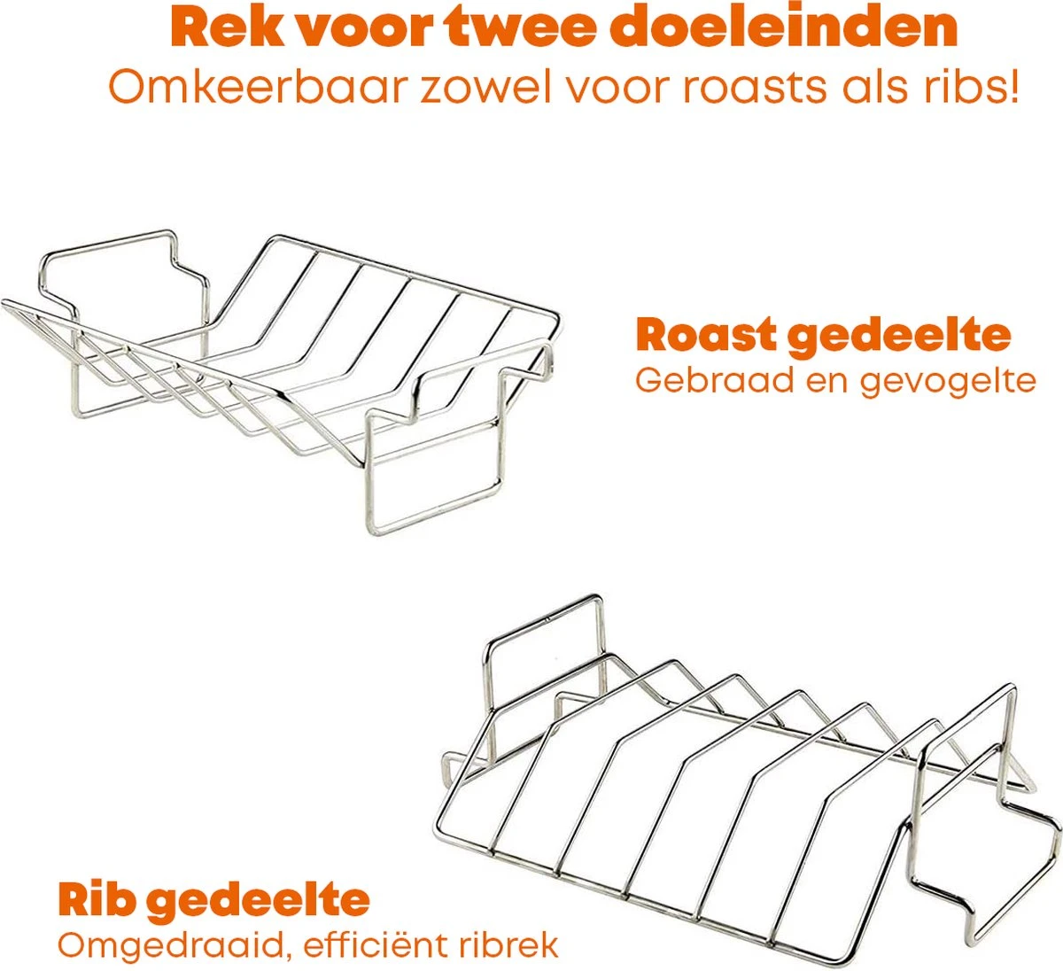YUGN 2-en-1 Acier Inoxydable Spare Rib Rack BBQ Rib Rack - Rib Rack Spareribs Holder - Accessoires De BBQ - Grille De Grille Avec Brosse 5 YUGN 2-en-1 Acier Inoxydable Spare Rib Rack BBQ Rib Rack - Rib Rack Spareribs Holder - Accessoires De BBQ - Grille De Grille Avec Brosse – Image 5