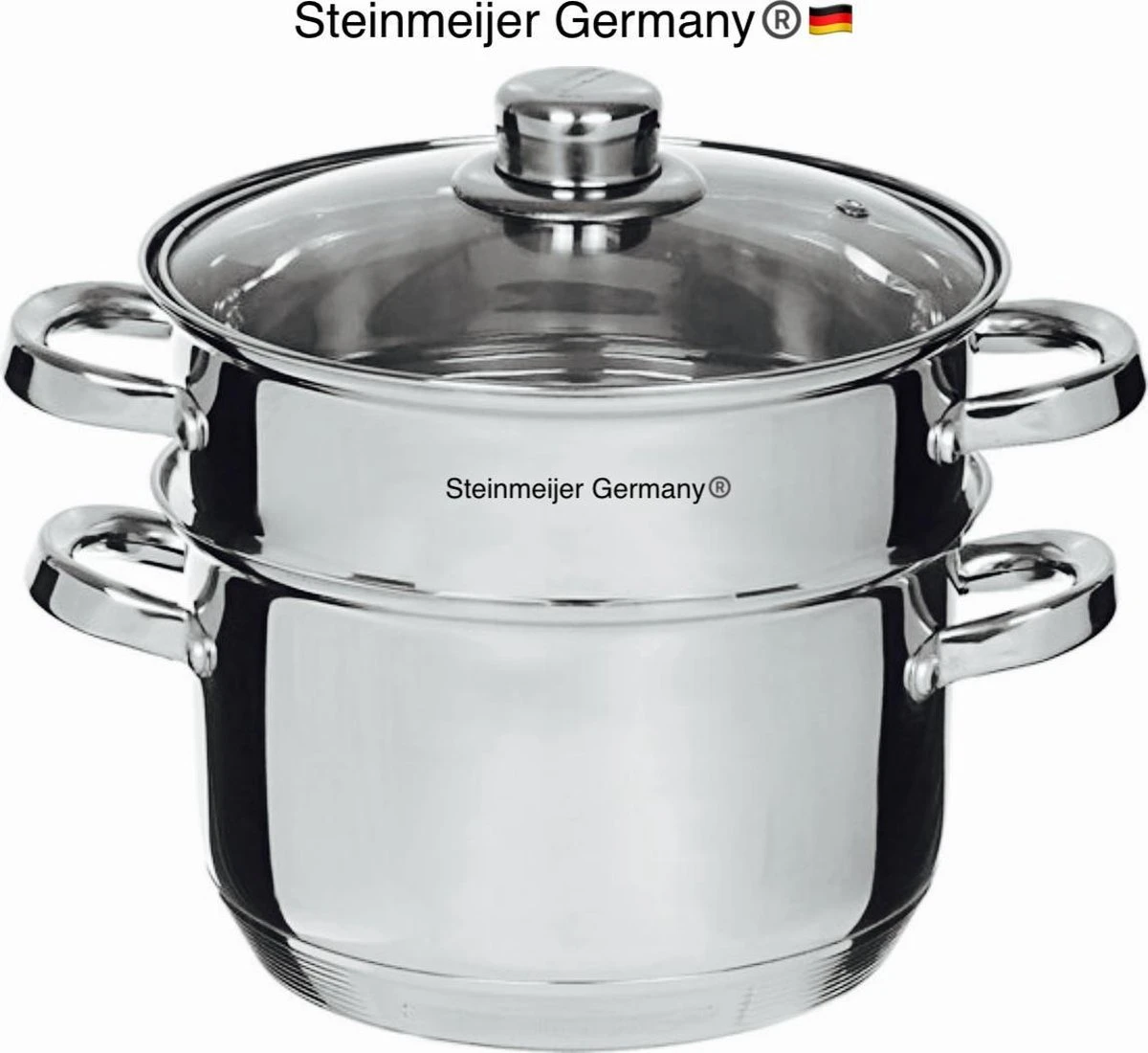 Set De Casseroles à Vapeur Steinmeijer -4L En Acier Inoxydable Ø 24 Cm - 3 Pièces - Avec Fond 6 Couches 4 Set De Casseroles à Vapeur Steinmeijer -4L En Acier Inoxydable Ø 24 Cm - 3 Pièces - Avec Fond 6 Couches – Image 4