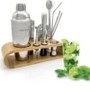 BELLAVITA Cocktail Set - 16 Pièces - 750ml - Cocktail - Shaker - Bartender - Verre Doseur - Acier Inoxydable - Bamboe