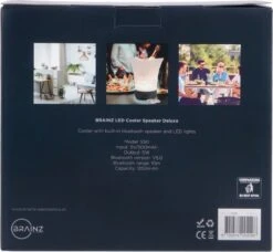 BRAINZ LED Cooler Deluxe - Haut-Parleur Bluetooth - Seau à Glace - Siècle Des Lumières LED - Grijs/ Wit -Cuisine Fournitures Magasin 1200x1106 4