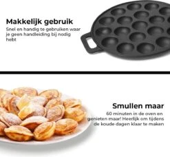 Poffertjespan - Inc. Flacon Doseur Gratuit, Brosse, Fourchette - Convient à Toutes Les Cuisinières - Poffertjes Maker - Poffertjespan Induction - Poffertjespan Electric - Sinterklaas - Noël - Cadeau De Noël -Cuisine Fournitures Magasin 1200x1110 6