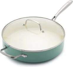 GreenLife Artizan Sauteuse Avec Revêtement Antiadhésif 30 Cm / 4,8 Litres, Sans PFAS, Turquoise