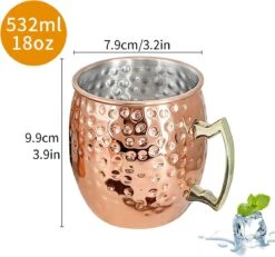 Set De 4 Tasses Mule De Moscou Pour Cocktails En Acier Inoxydable Plaqué Cuivre 18 Oz/540 Ml Avec Pailles En Cuivre, Doseur, Cuillère, Perfect Pour Cadeau De Boissons Froides (4 Pièces) -Cuisine Fournitures Magasin 1200x1120 7