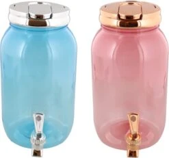 Robinet à Limonade - Robinet à Eau - Distributeur D'eau Avec Robinet - Plastique - 75 Litres - Avec Robinet - Plastique - 2 Pièces - Blauw Et Rose