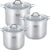 Batterie De Cuisine 6 Pièces Royal Swiss Deep Inox - 16 Litres 30 Cm / 19 Litres 32 Cm / 22,5 Litres 34 Cm