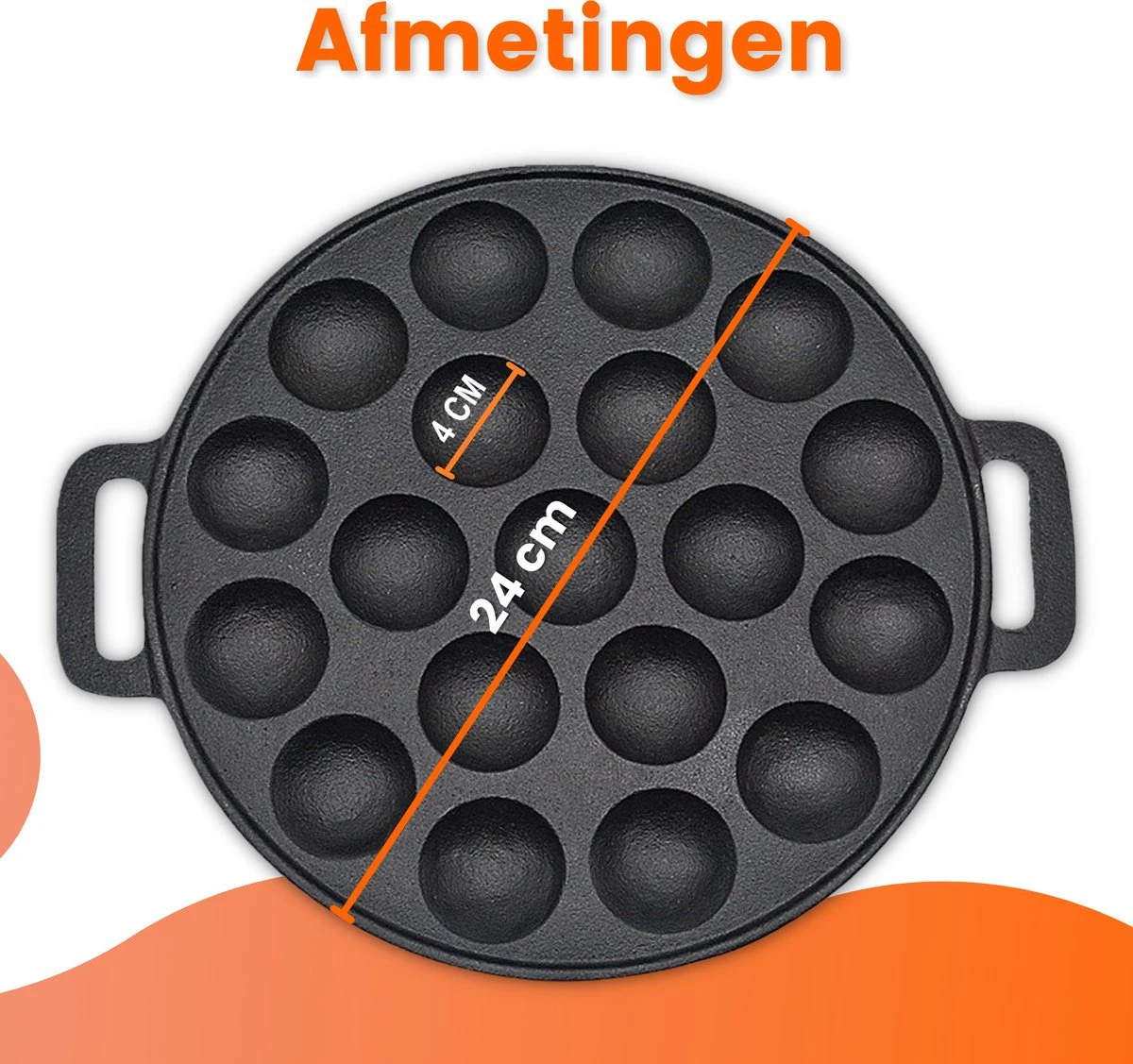 Poêle à Poffertjes - Fonte - Ø 24 Cm - Machine à Poffertjes - 19 Poffertjes - Induction Et Gaz 2 Poêle à Poffertjes - Fonte - Ø 24 Cm - Machine à Poffertjes - 19 Poffertjes - Induction Et Gaz – Image 2